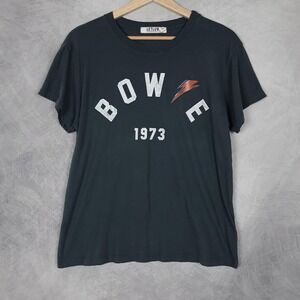 Anthropologie LETLUV Tee Shirt Womens Small Black Bowie Graphic Band Tee USA